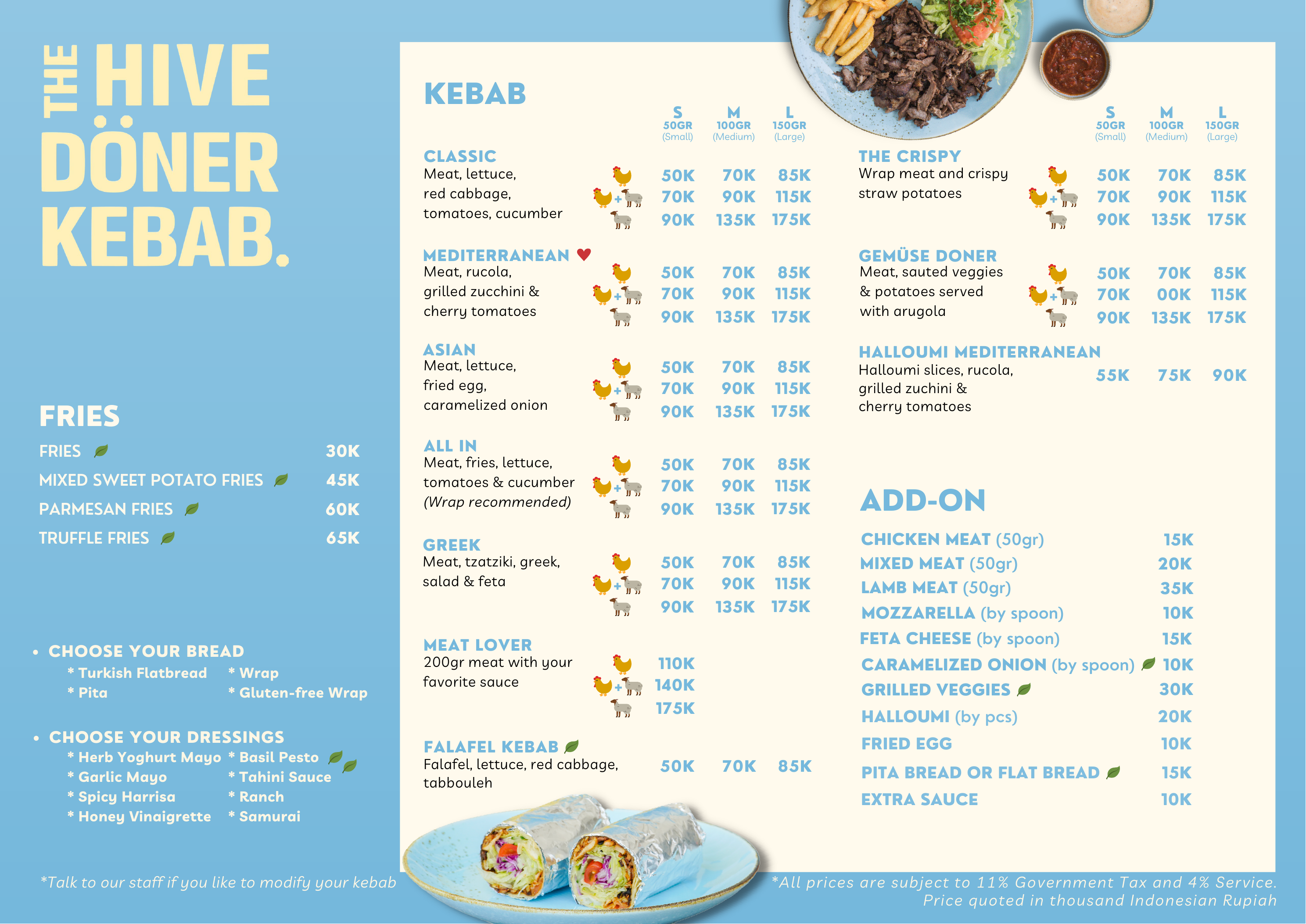 The Hive Döner Kebab food menu page 1